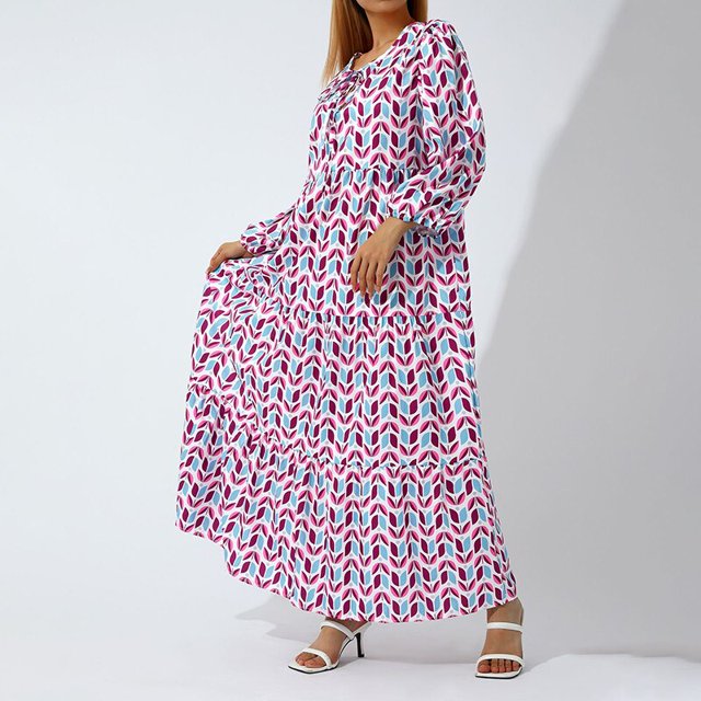 Puff manga Boho Maxi vestido elegante mujer verano 2022 Casual Floral cordón cuello pico suelto vacaciones playa Vestidos fiesta Vestidos Tan Jianjun unisex