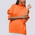 thumbnail image 2 of YDFCWXW Women's Pullover Sweater Tops Oversized Turtleneck Batwing Sleeve Casual Loose Knit 2025 Tunic Fall Outfits Orange, L, 2 of 6