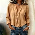 thumbnail image 2 of Bovxnpu Women Long Sleeve Button Down Shirts Cotton Linen Dressy Casual Blouses Women's Fall Cotton Linen V Neck Long Sleeve Vintage Casual Shirt Tops, 2 of 6