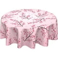 thumbnail image 1 of Spring Tablecloth Round 60 Inch Japanese Cherry Blossom Tree Table Cloth Washable Spring Vintage Pink Flower Decorative Outdoor Table Cover for Dining Room Kitchen Holiday Party Picnic Home Decor, 1 of 6
