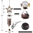 thumbnail image 2 of Carillones de viento solares, carillón de viento de estrella, bola de cristal crujiente, luz LED cálida, decoración exterior colgante con tubos de metal, monumento único, 2 of 5