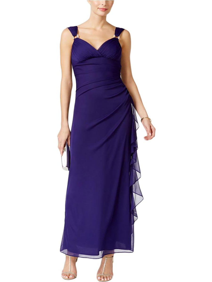 Betsy & Adam - Betsy & Adam Womens Ruched Embellished Evening Dress ...