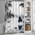 thumbnail image 5 of Traditional Chinese Painting Shower Curtain, Black and White Natural Landscape Waterproof Shower Curtain Set with 12 Hooks Lightweight Bath Curtains Fabric Bathroom Decor 48x72 Inches, 5 of 9