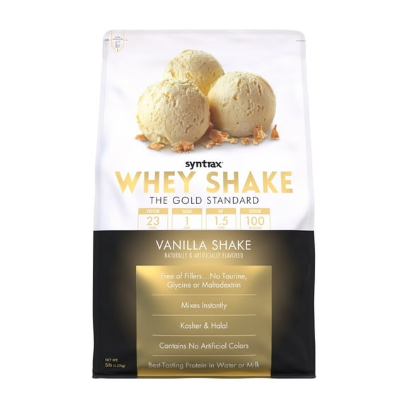 Syntrax Whey Shake, the Gold Standard Undenatured Whey Protein Blend, Vanilla Shake, 5 lbs.