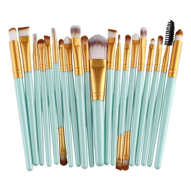 20 Unids / Set de Brochas de Maquillaje Suave para Fundación Blush Concealer - Verde Macarena pinceles de maquillaje profesional