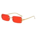 thumbnail image 2 of Metal Rimless Sunglasses Decorative Tinted Crafts Colored Lens Frameless Eyewear Red and Aureate, 2 of 9