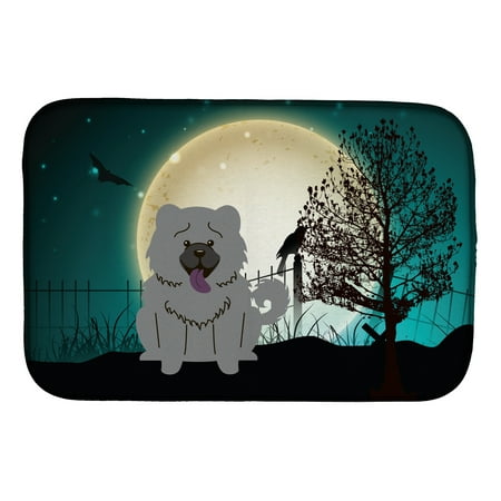

Halloween Scary Chow Chow Blue Dish Drying Mat