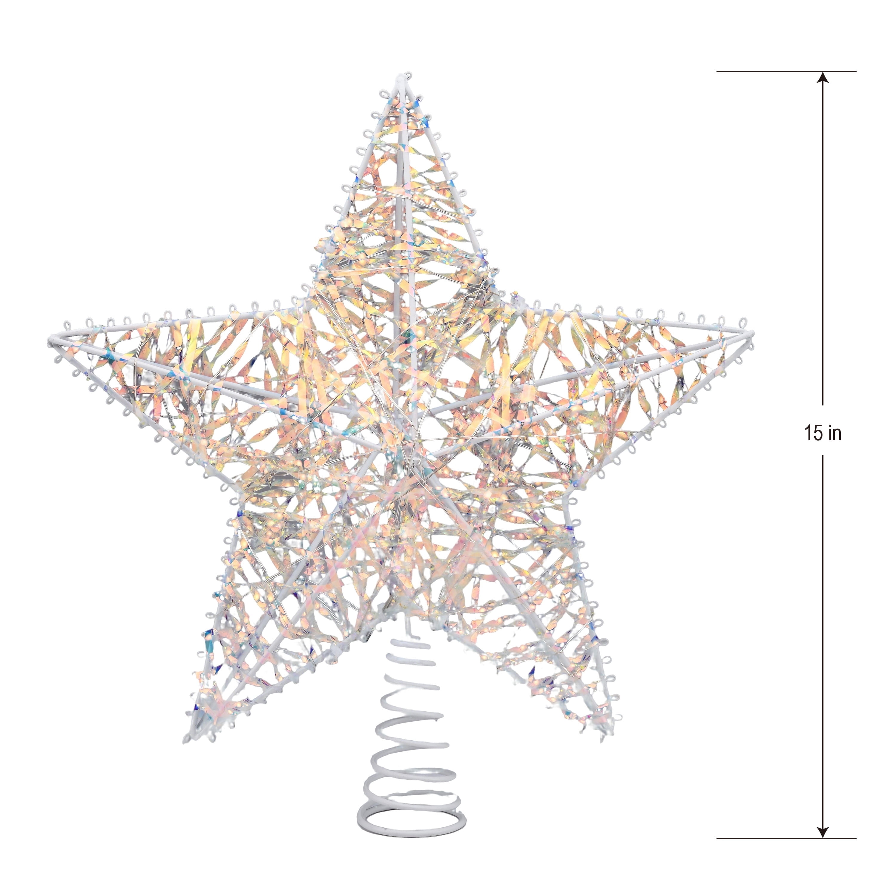 LED Prismatic Tinsel Christmas Tree Topper, Iridescent, 15", by Holiday Time