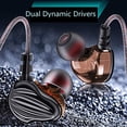 thumbnail image 2 of F6 Dual Dynamic Driver Earbuds Balanced Sound for Music,with Mic and in-line Control-Black, 2 of 4