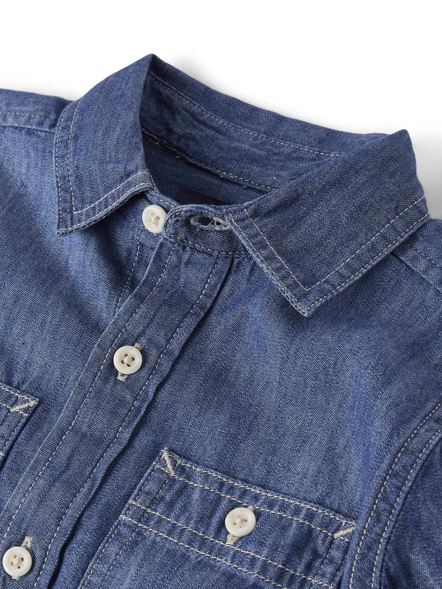 The Children's Place Boys Long Sleeve Chambray Button Up Shirt, Sizes S-XXL