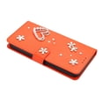 thumbnail image 3 of Leather For Apple iPhone 16 Pro Max Case Double Layered Heart-shaped Flower Flip Wallet Leather Case, Card Holder Magnetic Closure  Phone Cases Cover With Hand Strap,Orange,For iPhone 16 Pro Max, 3 of 8