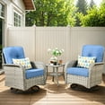 thumbnail image 6 of Vcatnet 9 Pieces Patio Furniture Sets with 42" Fire Pit Table,Outdoor Wicker Rattan Sectional Sofa,All Weather Conversation Set with Swivel Glider Chairs and Solar Powered Coffee Table,Diamond Blue, 6 of 9