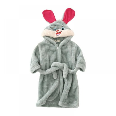 

Kids Comfy Sleepwear Warm Cartoon Hoodies Rabbit Cloak Long Sleeve Pajamas Long Robe