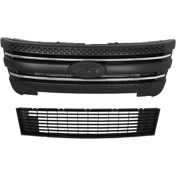 LABLT Front Cumper Upper Grille Shell Set 3pcs Replacement for Explorer 2011 2012 2013 2014 2015