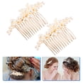 thumbnail image 3 of Shisuyan Hair Accessories For Formal Occasions Golden Pearl Comb 2Pack 3X1.8X0.8In, 3 of 8