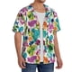 thumbnail image 2 of Balery Watercolor Flowers Camisa Casual de Manga Corta con Botones para Hombre, Texturizada, Estilo Cubano, para Playa, Verano-Large, 2 of 5
