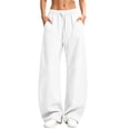thumbnail image 2 of Chiccall Women's Fleece Lined Barrel Wide Leg Sweatpants Drawstring Elastic High Waist Jogger Pants Loose Thermal Loungewear, 2 of 10