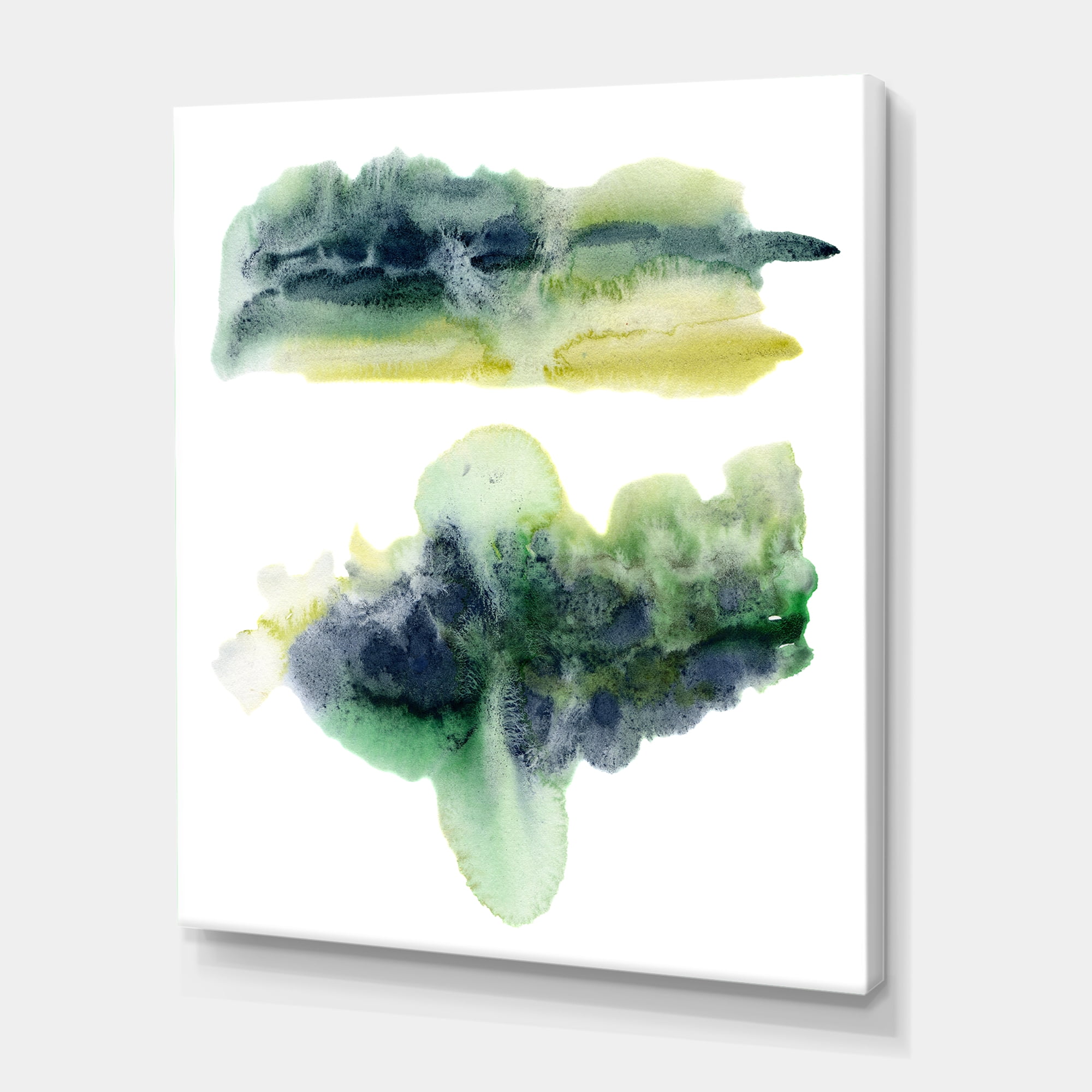 Designart ' Golden Green Abstract Clouds IV ' Modern Canvas Wall Art Print