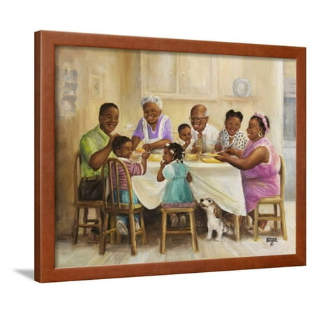 Art Dinner - Family Dinner Framed Print Wall Art By Dianne Dengel