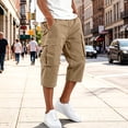 thumbnail image 2 of Resicozy Cargo Capri Pants for Men Casual Elastic Waist Work Shorts Relaxed Fit Hiking Tactical Capris with Multi Pockets Khaki 3XL, 2 of 8