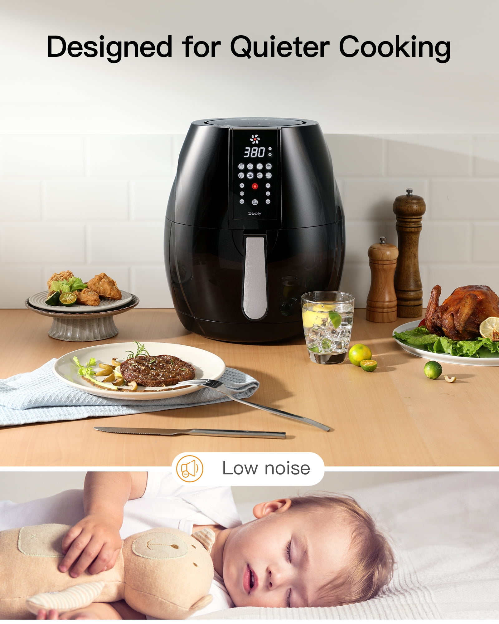 OBA-OH08 8L Air Fryer with Rotating Air System and Oil-Free Cooking for  Healthy and Delicious Meals - Touch Screen Included!