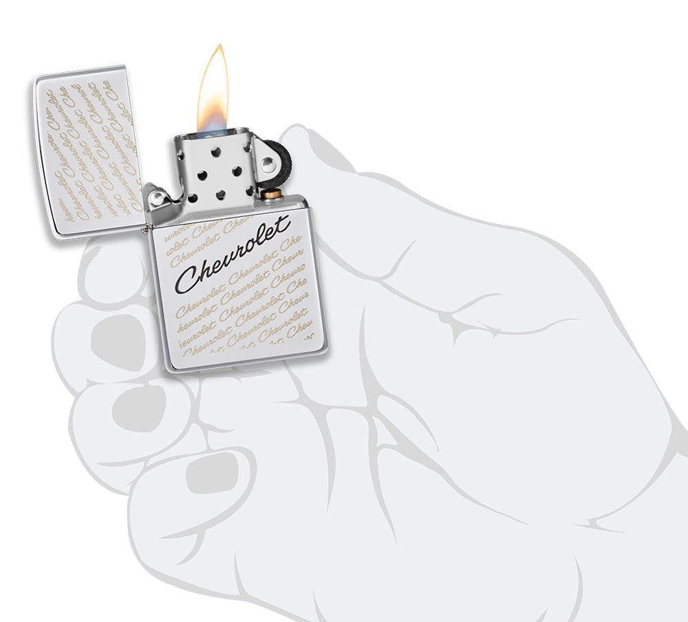 Zippo Chevrolet Script Logo High Polish Chrome Pocket Lighter