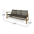 thumbnail image 3 of 3 Seater Outdoor Patio Sofa, Rattan Couch Furniture with Wood Wide Armrests and Deep Seating, 3-Seat Patio Sofa for Porch, Backyard, Pool, Sunroom, Poolside (Natural), 3 of 9