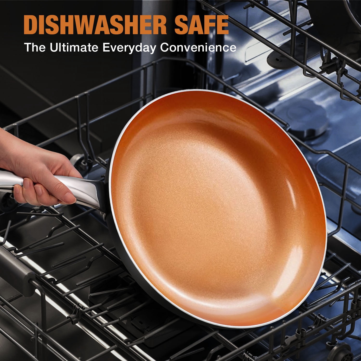 CS KOCHSYSTEME 10" Copper Nonstick Frying Pans with Lid, Professional Pan, All Stove Tops Compatible