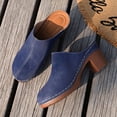 thumbnail image 4 of Modisza Womens Mules Pumps Summer Closed Toe Slip on Sandals Chunky Block Heel Backless Slide Shoes with Arch Support Blue 7.5, 4 of 6