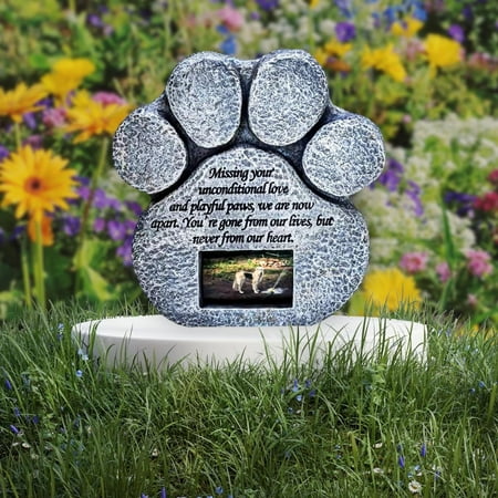 Pawprints Remembered - Paw Print Pet Memorial Stone - Outdoor Garden Picture Frame