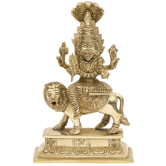 7-inch Fierce Goddess Pratyangira (Bhadrakali) Brass Statue - Incarnation of Durga