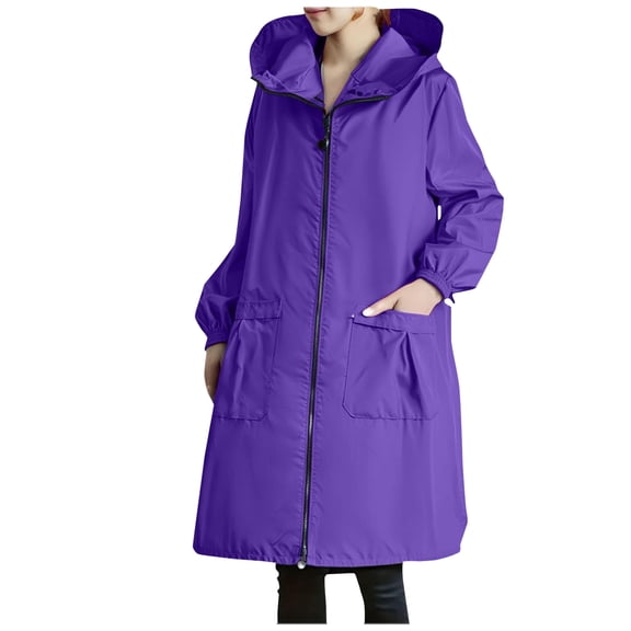 GEWSEY Women's Bonded Tech Rain Wear Anorak (Purple1, XXL)