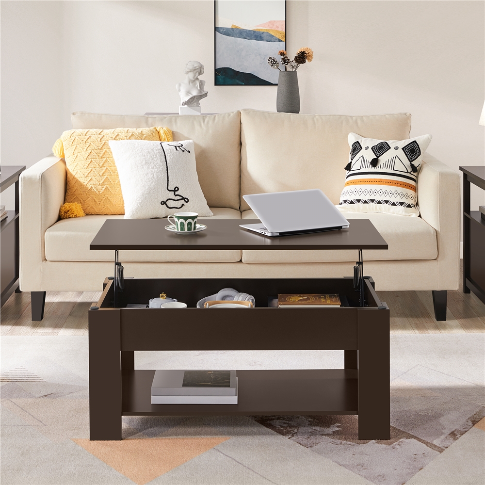 Yaheetech Lift Top Coffee Table w/Hidden Compartment & Storage For Living Room Reception Room Office, Espresso - image 3 of 9