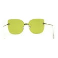 thumbnail image 4 of Womens Oversize Rimless Solid Shield Butterfly Diva Sunglasses Silver Green, 4 of 4
