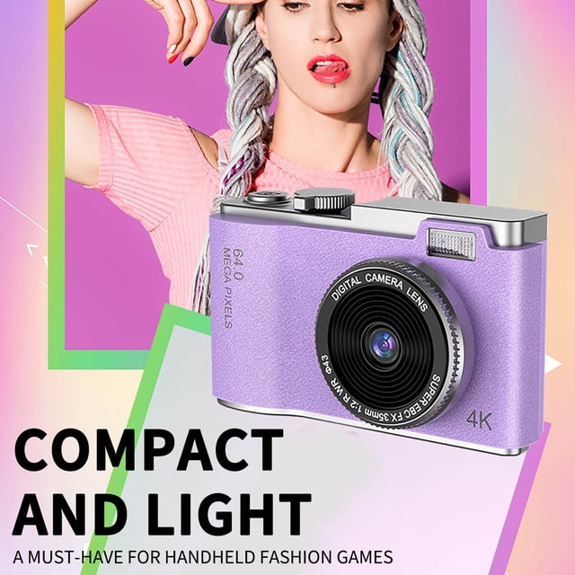 Fiudx Cámara Digital, Grabación de Video 4K Hd, Cámara Dual Frontal y Trasera, Pantalla Grande, Batería de 8 Horas de Duración, Grabación de Vlogs, Diseño Portátil, Aprendizaje Estudiantil, Fotografí