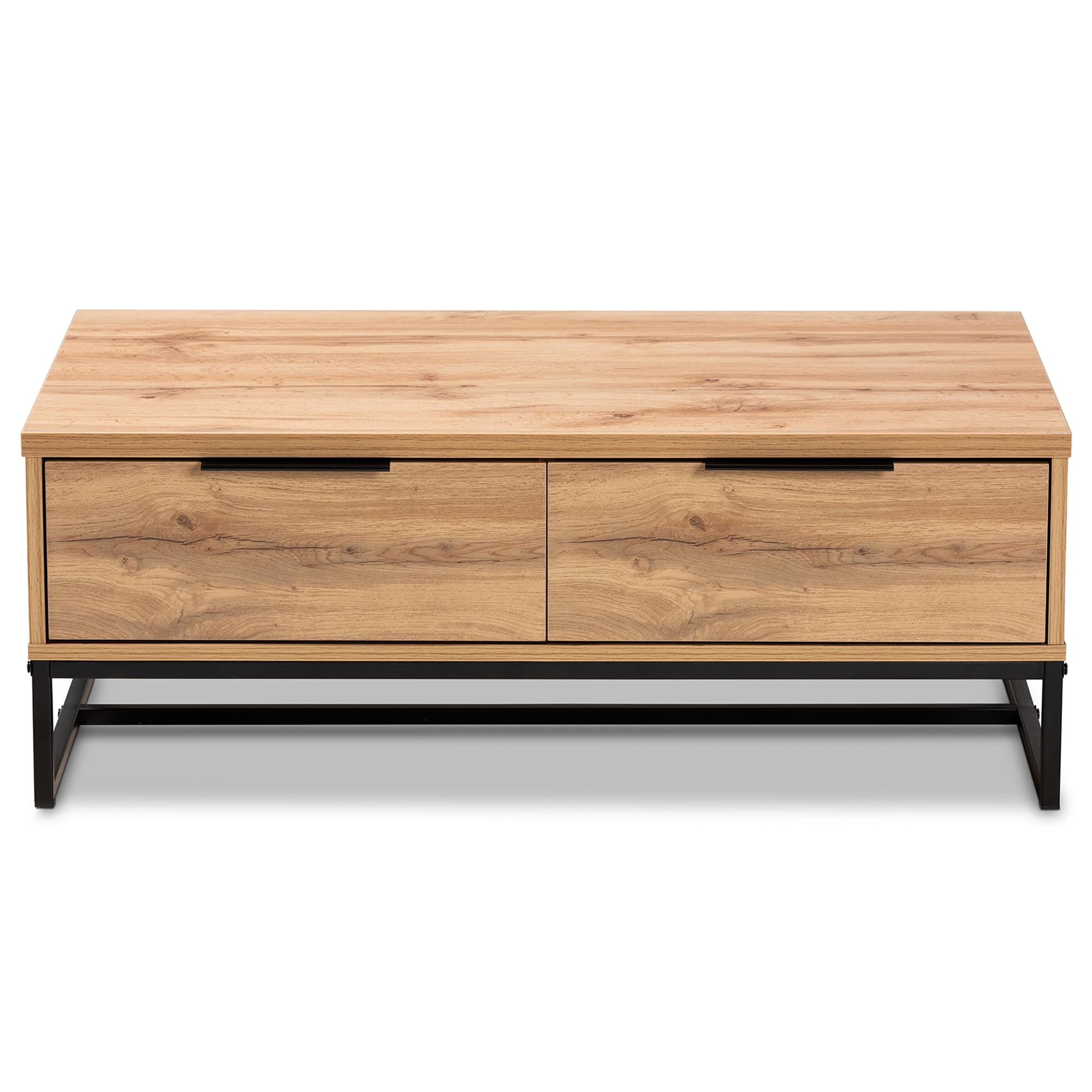 Baxton Studio Franklin Contemporary MDF Coffee Table, Oak Brown/Black