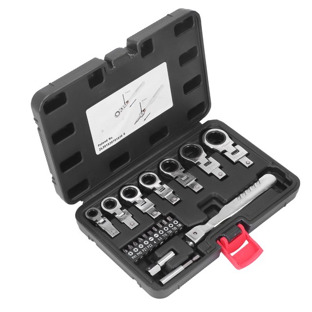 Interchangeable Ratchet Wrench Set, Large Torsion Easy To Storage 20 Pcs Ratcheting Wrench Kit For Industrial