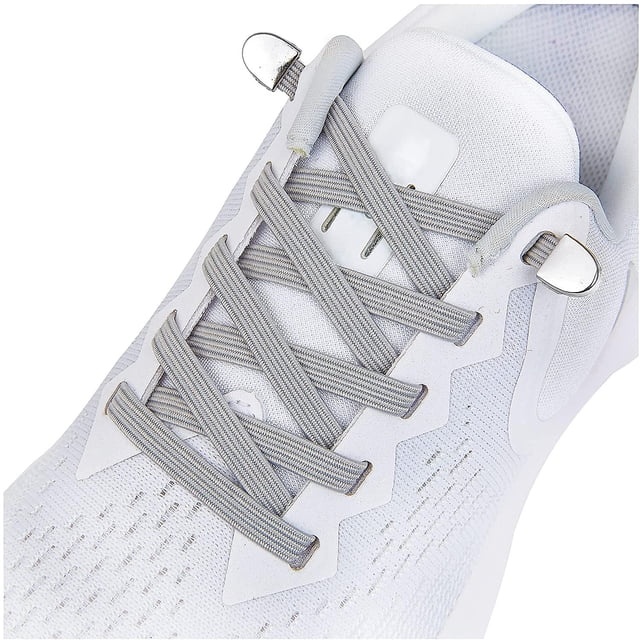 Cordones Sin Amarre Con Cordones ElásticosCordones Elásticos Para Adultos Y NiñosGris Claro Feliz Sencillez