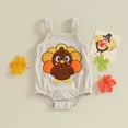 thumbnail image 2 of Douhoow Baby Thanksgiving Turkey Print Romper 0-18M Sleeveless Corduroy Romper Infant Fall Suspender Jumpsuits, 2 of 9