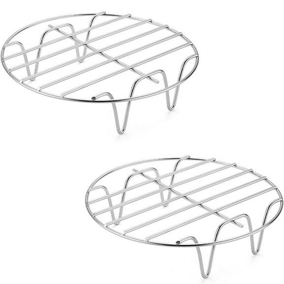 2 Pieces 7 Inch Air Fryers Basket Tray Nonstick Stainless Steel Dehydrator Rack for Crispy Cooking Baking Accessories