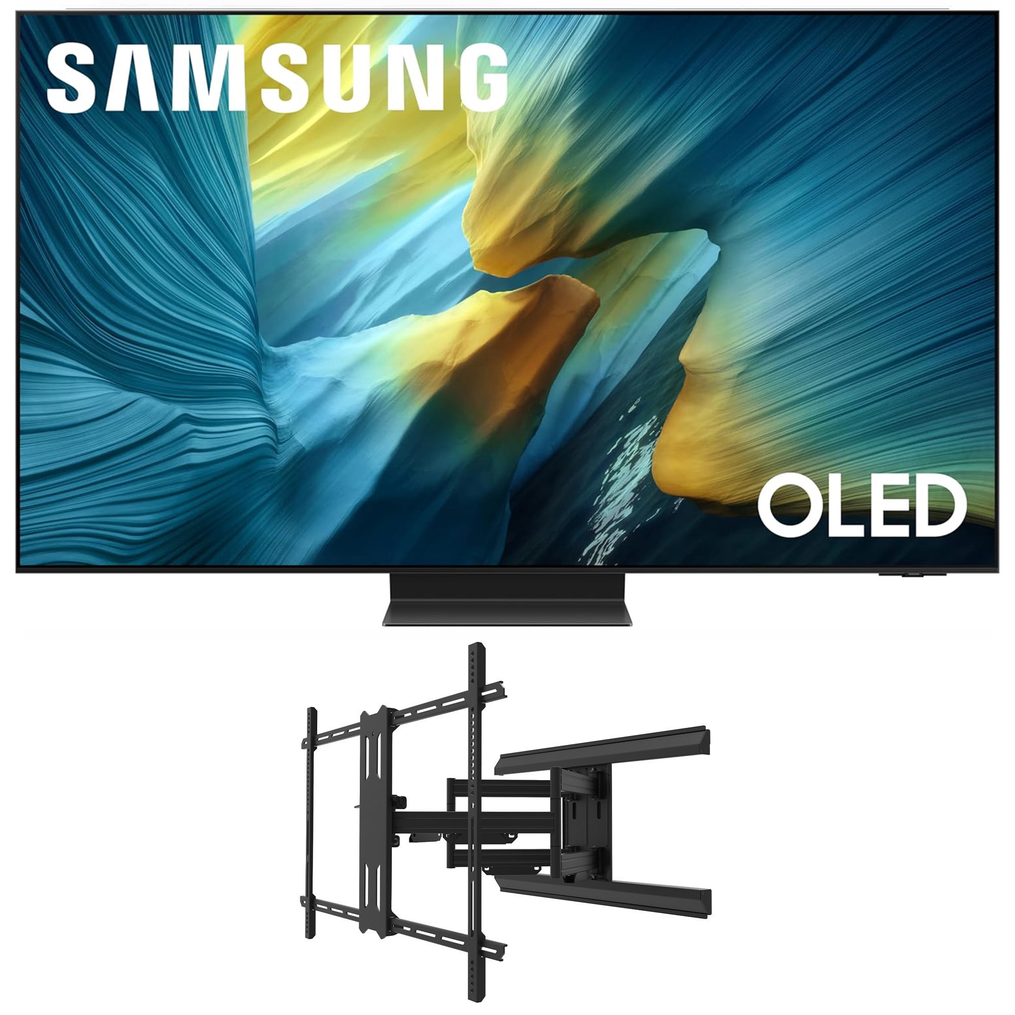 Samsung QN65S95FAFXZA 65 Inch OLED HDR Pro 4K Smart TV with a Kanto PMX800 Full Motion Dual Stud Mount (2025)