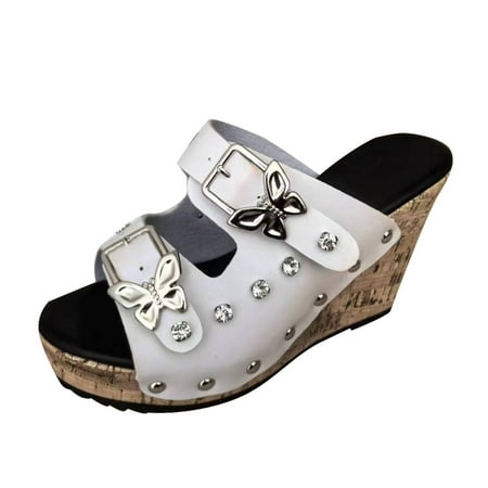 

GHSOHS Womens Sandals Slippers Women s Flip-Flops Summer Flip Flop Ortho Sandals for Women Slope High Heel Sandals Fashionable Solid Color Sandals Platform Wedge Sandals Flat Sandals for Women 8