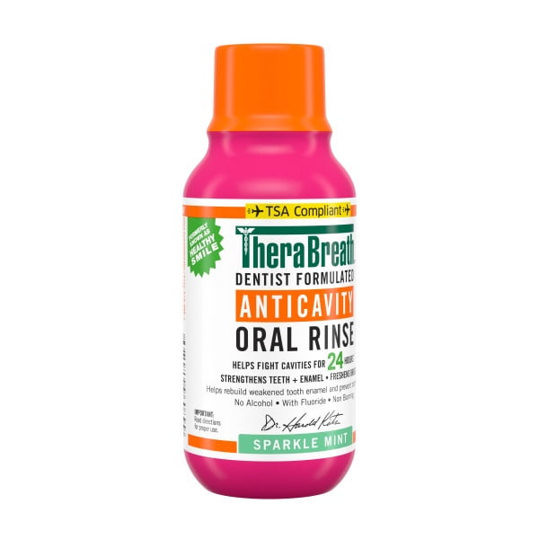 6 Pack - TheraBreath Anticavity Fluoride Mouthwash, Sparkle Mint, Travel Size, 3 fl oz