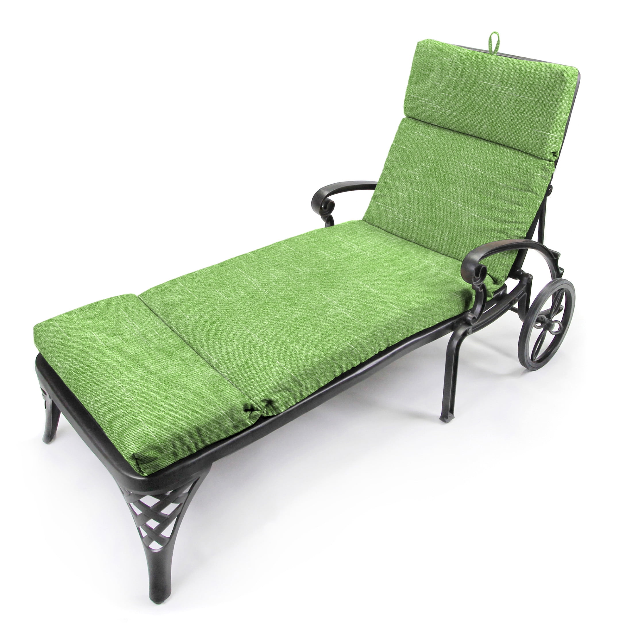 Jordan Manufacturing 72" x 22" Tory Palm Green Crosshatch Rectangular Outdoor Chaise Lounge Cushion with Ties and Hanger Loop