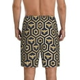 thumbnail image 3 of Bixox Men's Bee Hive Hexagon printed lightweight casual shorts, soft sleep shorts with pockets., 3 of 7