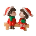 thumbnail image 5 of 2Pcs Christmas Couple Figurines Miniature Figurine Art Bonsai Decor Romantic Christmas Miniature Ornament for Micro Landscape sitting, 5 of 7