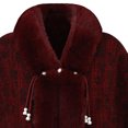 thumbnail image 4 of Ecqkame Women Sherpa Cape Shawl Casual Print Faux Fur Trim Knot Front Shawl Poncho Wrap Fleece Lined Warm Winter Versatile Outerwear Wine Free Size, 4 of 4
