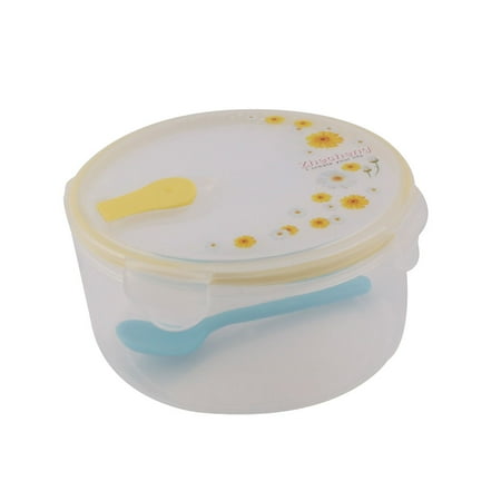 - Travel Outdoor Plastic Cylinder Flower Pattern Lunch Food Holder Box Case Yellow