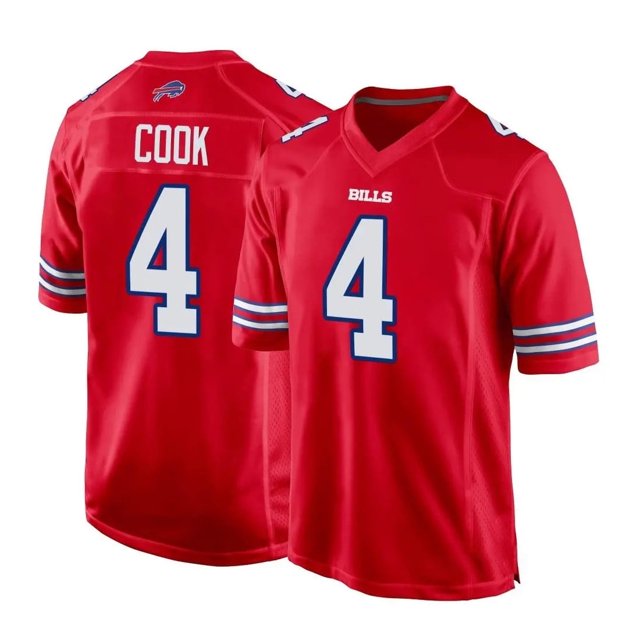 Men's Buffalo Cook 4 Red Stitched T-Shirts Sports Player Game Top, XX-Large