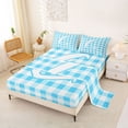 thumbnail image 2 of Castle Fairy Blue Check Letter C Full Size Sheets 4-Piece for Kids,Minimalist Plaid Bed Sheets for Girls, 2 of 6